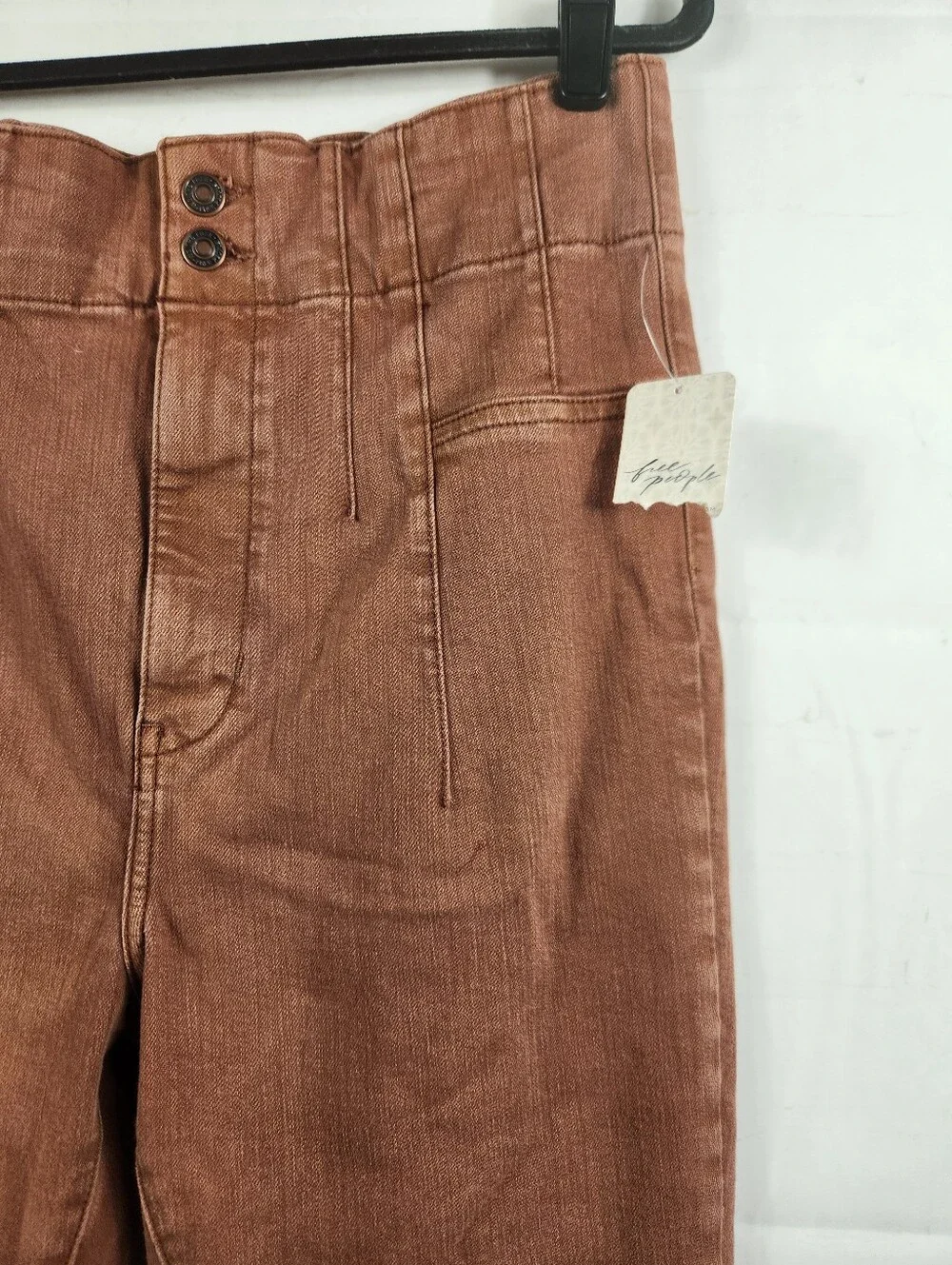 Free People We The Free Jayde High Rise Flare Jeans Rust Brown Size 32 NWT